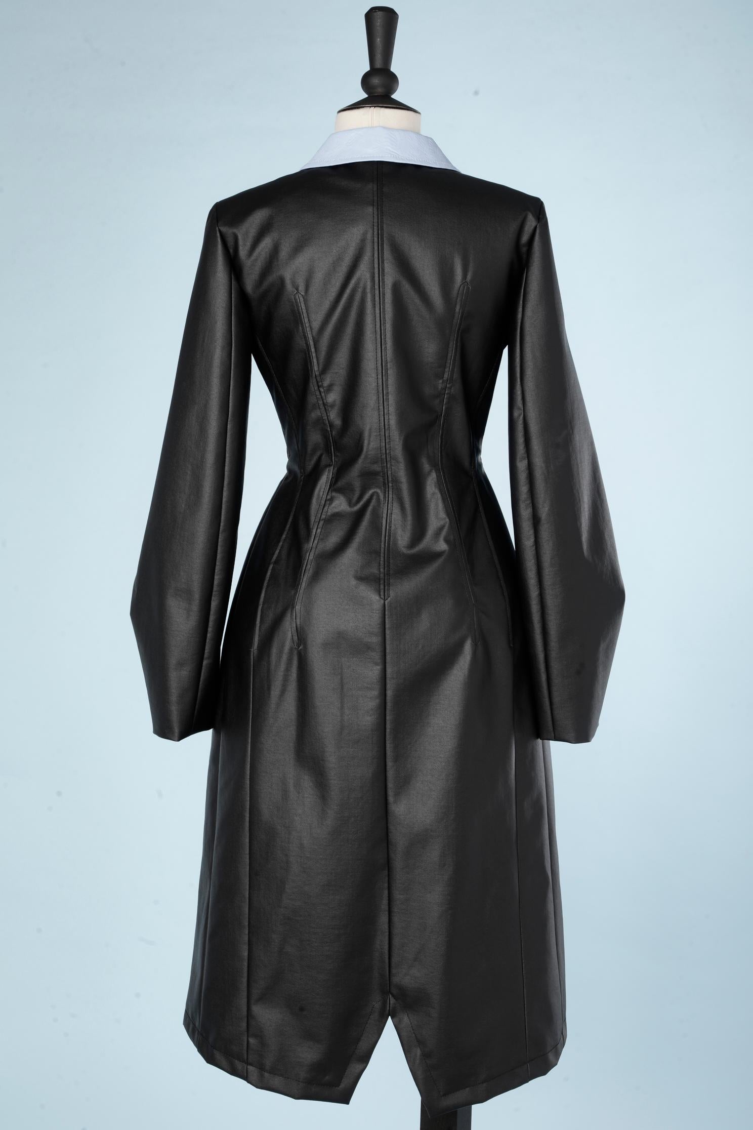 Black coated cotton coat with blue collar Raf Simons for Christian Dior  1