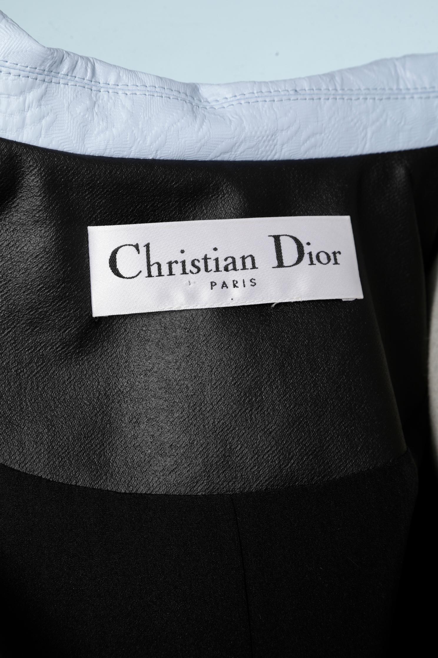 Black coated cotton coat with blue collar Raf Simons for Christian Dior  3