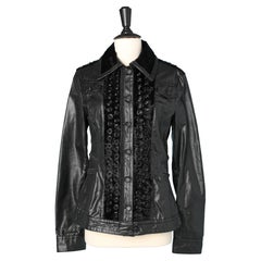 Black coated cotton jacket with metallic eyelets Gianfranco Ferré Jeans Boutique