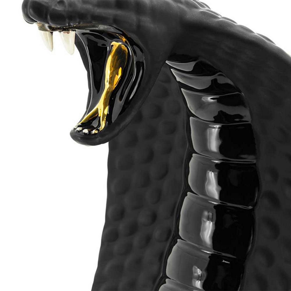 Italian Black Cobra Sculpture For Sale