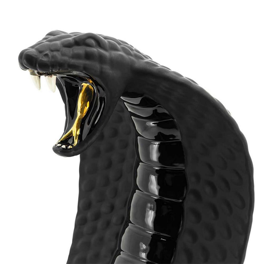 Enameled Black Cobra Sculpture For Sale