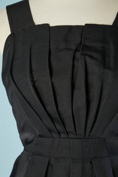 Black cocktail dress in linen and silk with ruffles Marc Jacob