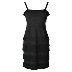Black cocktail dress in rayon knit and ruffles Christian Dior