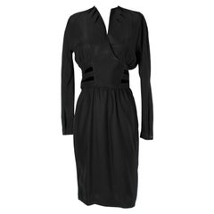 Abito da cocktail nero in crepe satin e velluto taglio Thierry Mugler