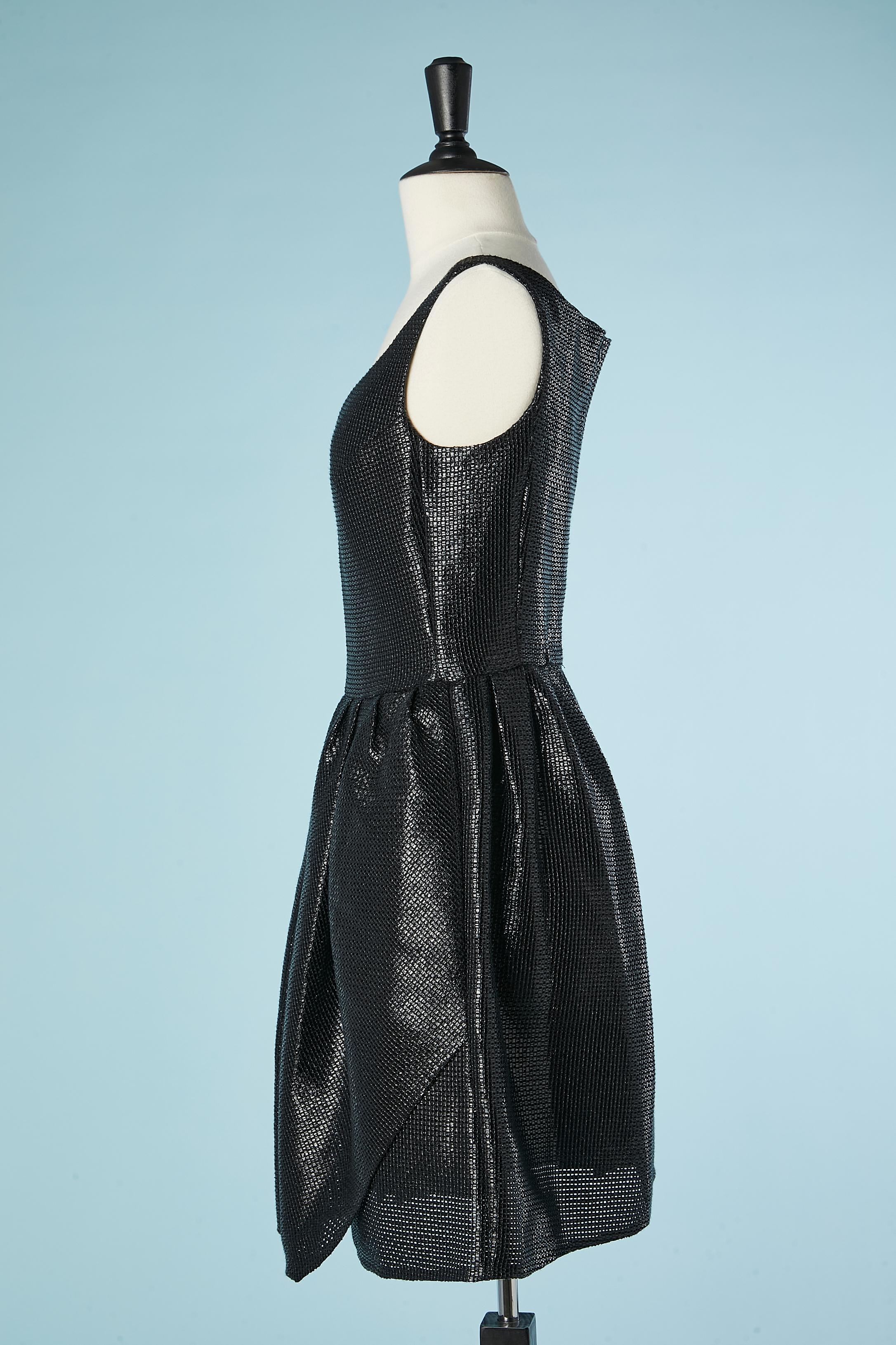 Women's Black cocktail dress in shiny fabric wrap on the skirt  Carven  For Sale