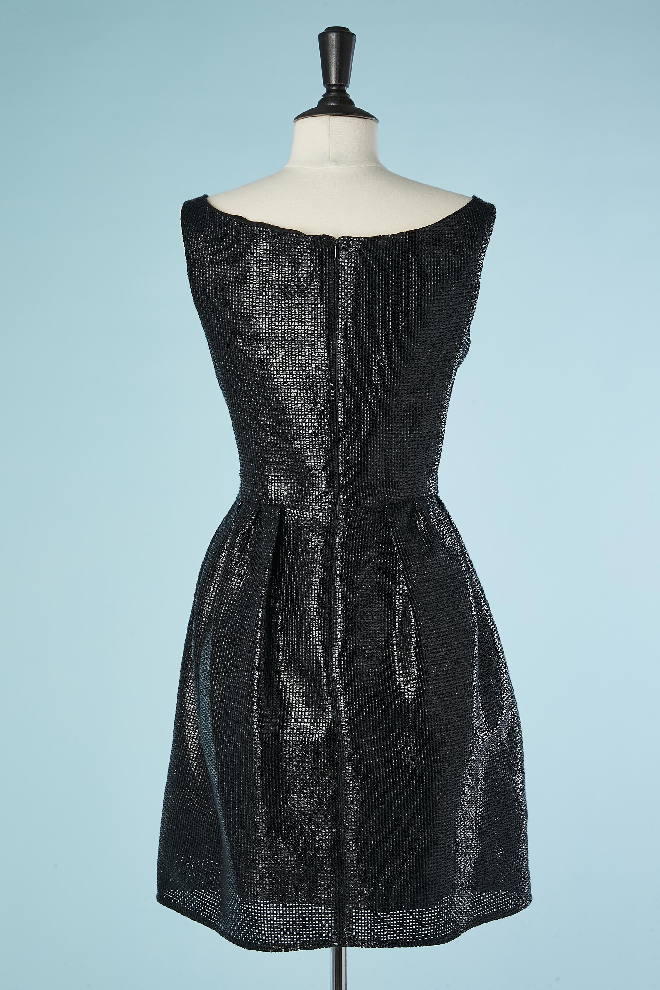 Black cocktail dress in shiny fabric wrap on the skirt  Carven For Sale 1