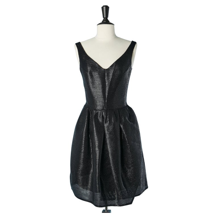 Black cocktail dress in shiny fabric wrap on the skirt Carven For Sale at  1stDibs