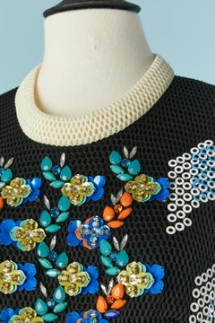 Abito da cocktail nero con decorazioni di perline e paillettes Peter Pilotto