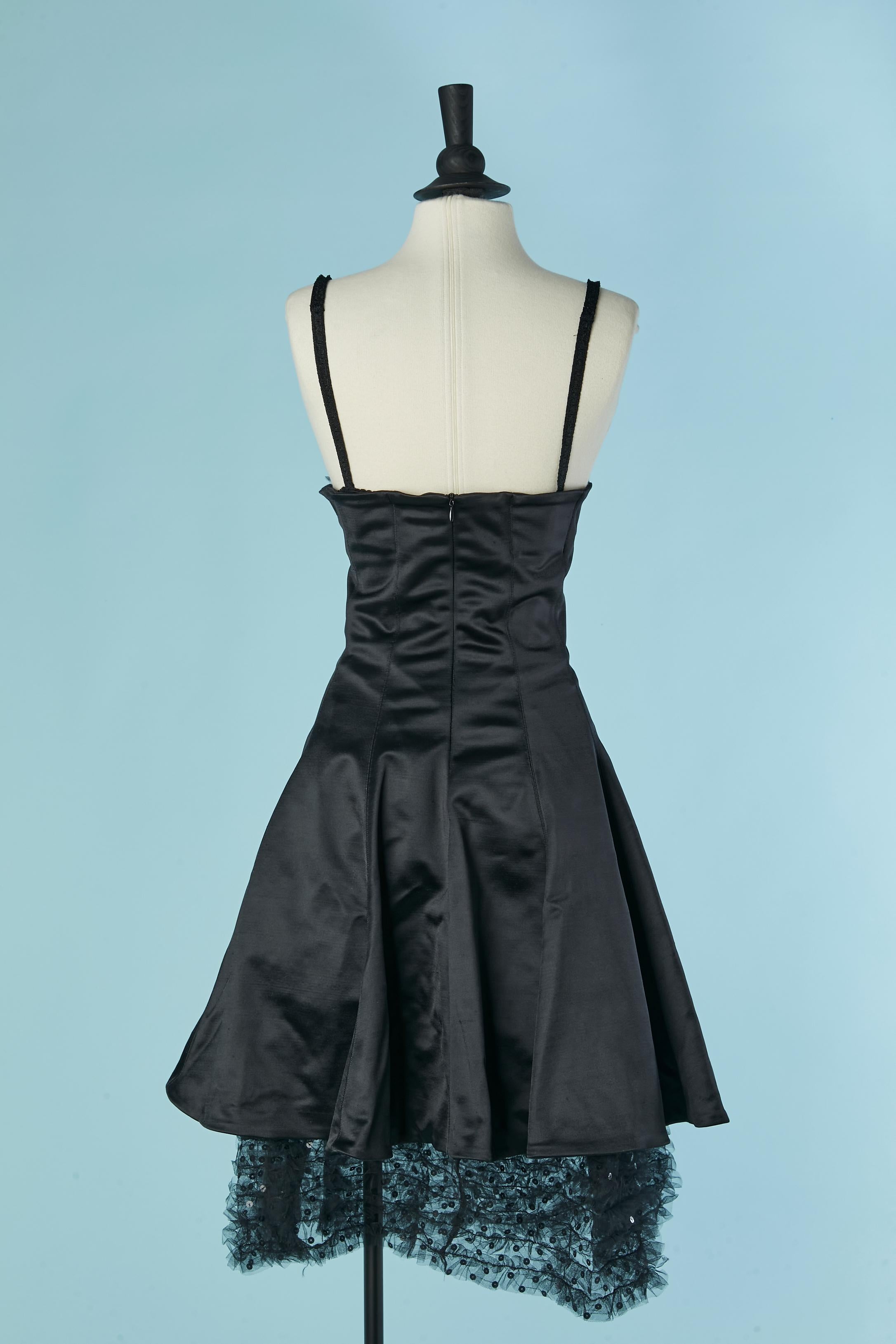 Robe de cocktail noire avec soutien-gorge en tulle et paillettes CHANTAL THOMASS Pour femmes en vente