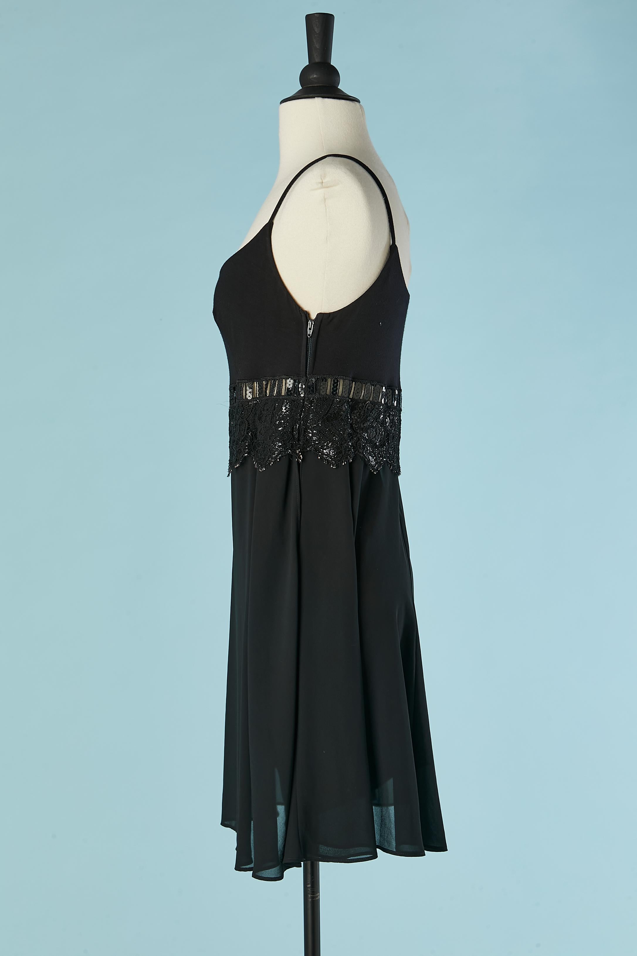 Women's Black cocktail dress with chiffon overlay, sequin and lace  Ritmo di Perla For Sale