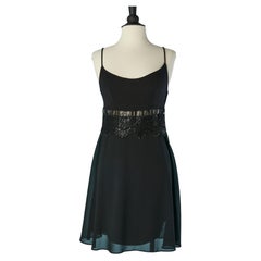 Black cocktail dress with chiffon overlay, sequin and lace  Ritmo di Perla