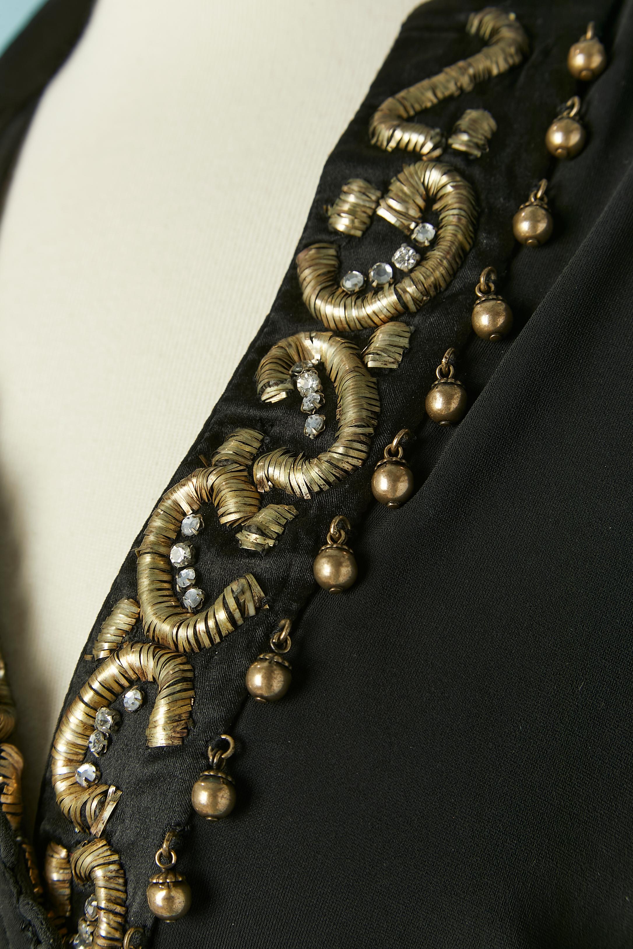 Vestido de cóctel negro con bordados dorados y pedrería Roberto Cavalli Negro en venta