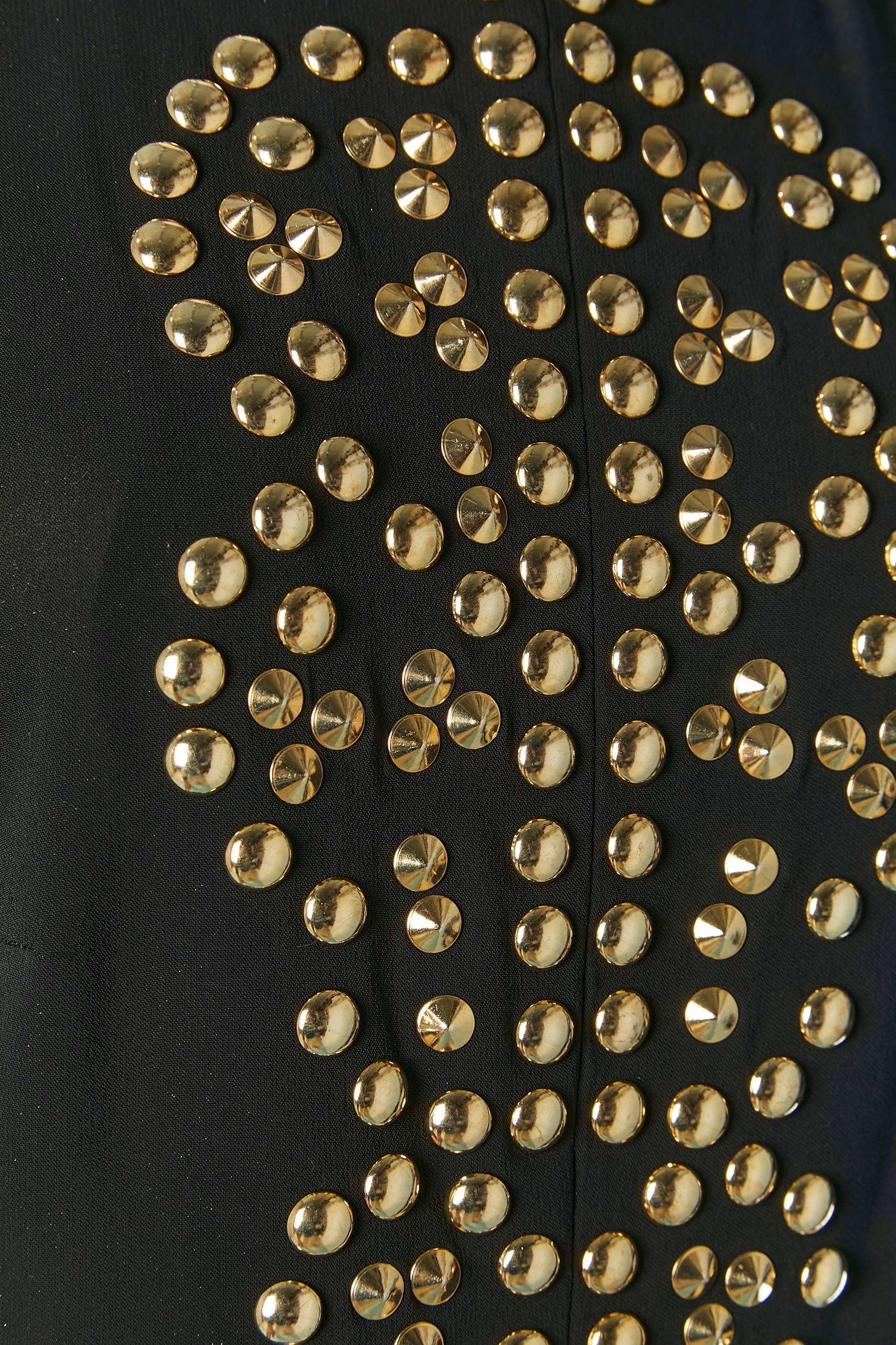 Black cocktail dress with gold metal copper studs GIVENCHY In Excellent Condition For Sale In Saint-Ouen-Sur-Seine, FR