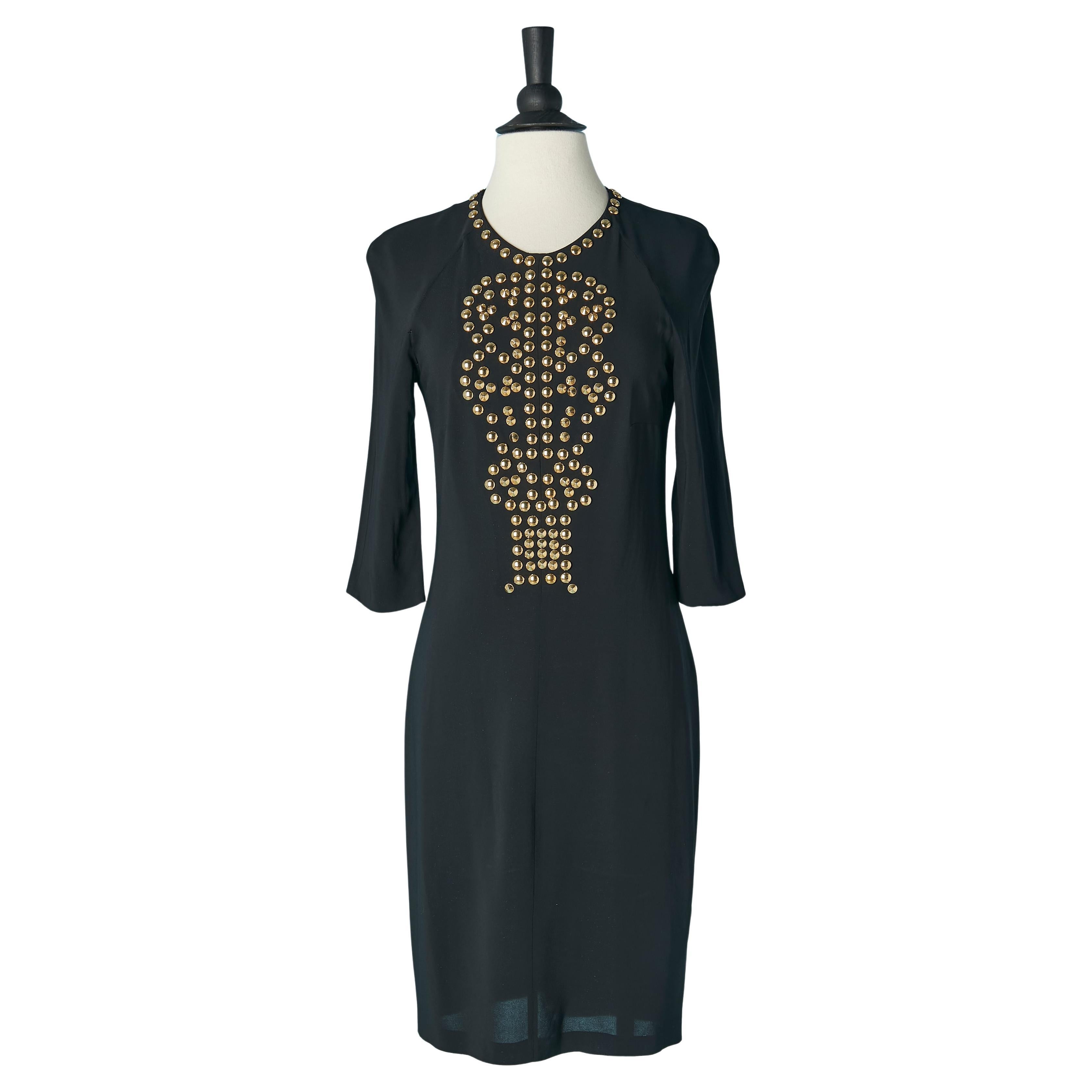Black cocktail dress with gold metal copper studs GIVENCHY For Sale