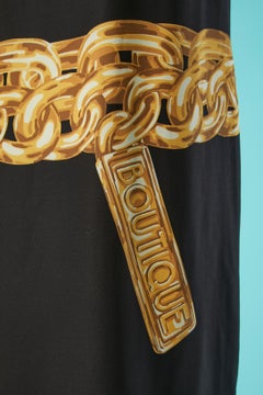 Black cocktail dress with gold oversize printed chain Boutique Moschino