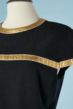 Black cocktail dress with gold ribbons appliqué Chanel Métiers d'art Egyptomania