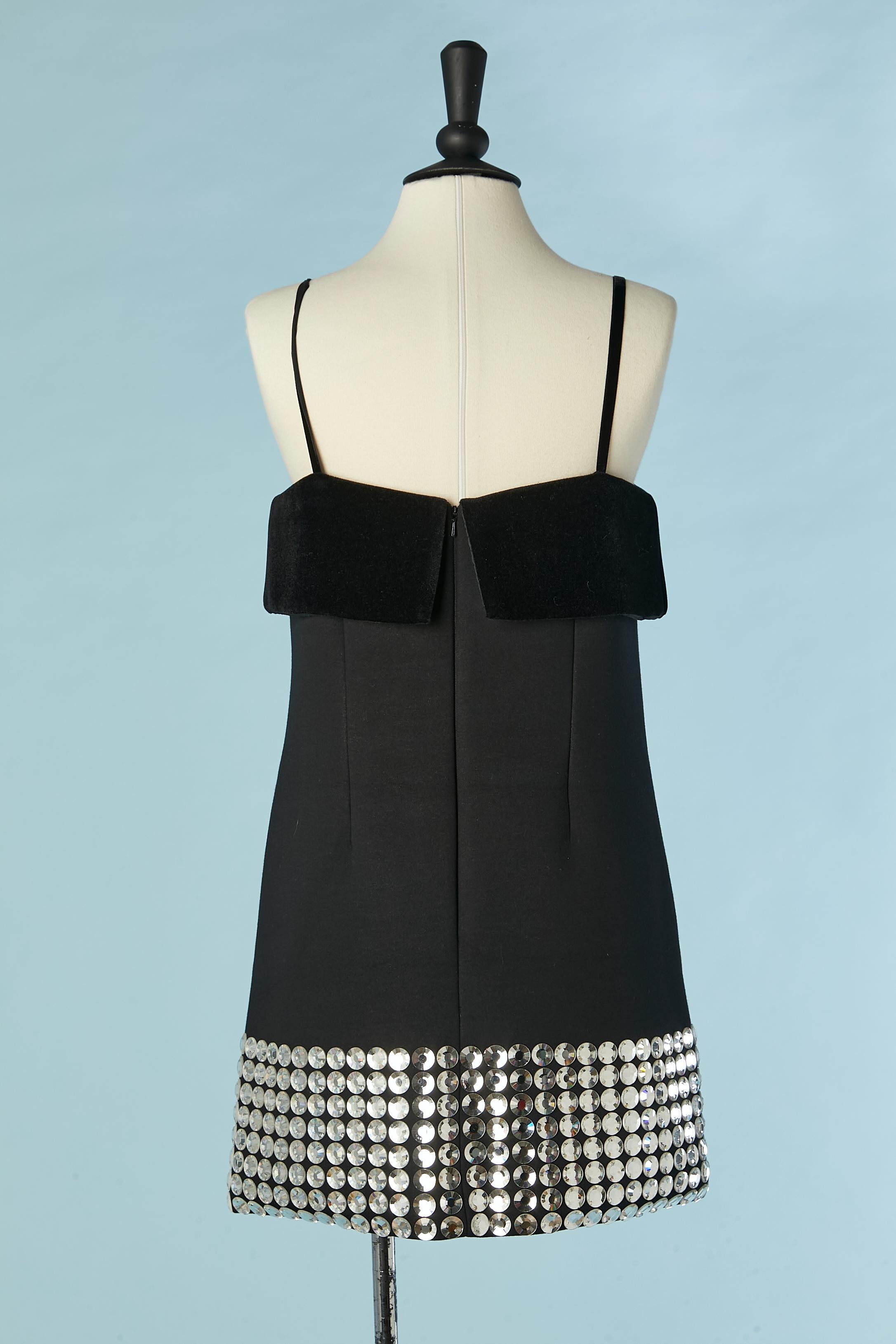 Black cocktail dress with larges rhinestones bottom edge David Koma For Sale 2