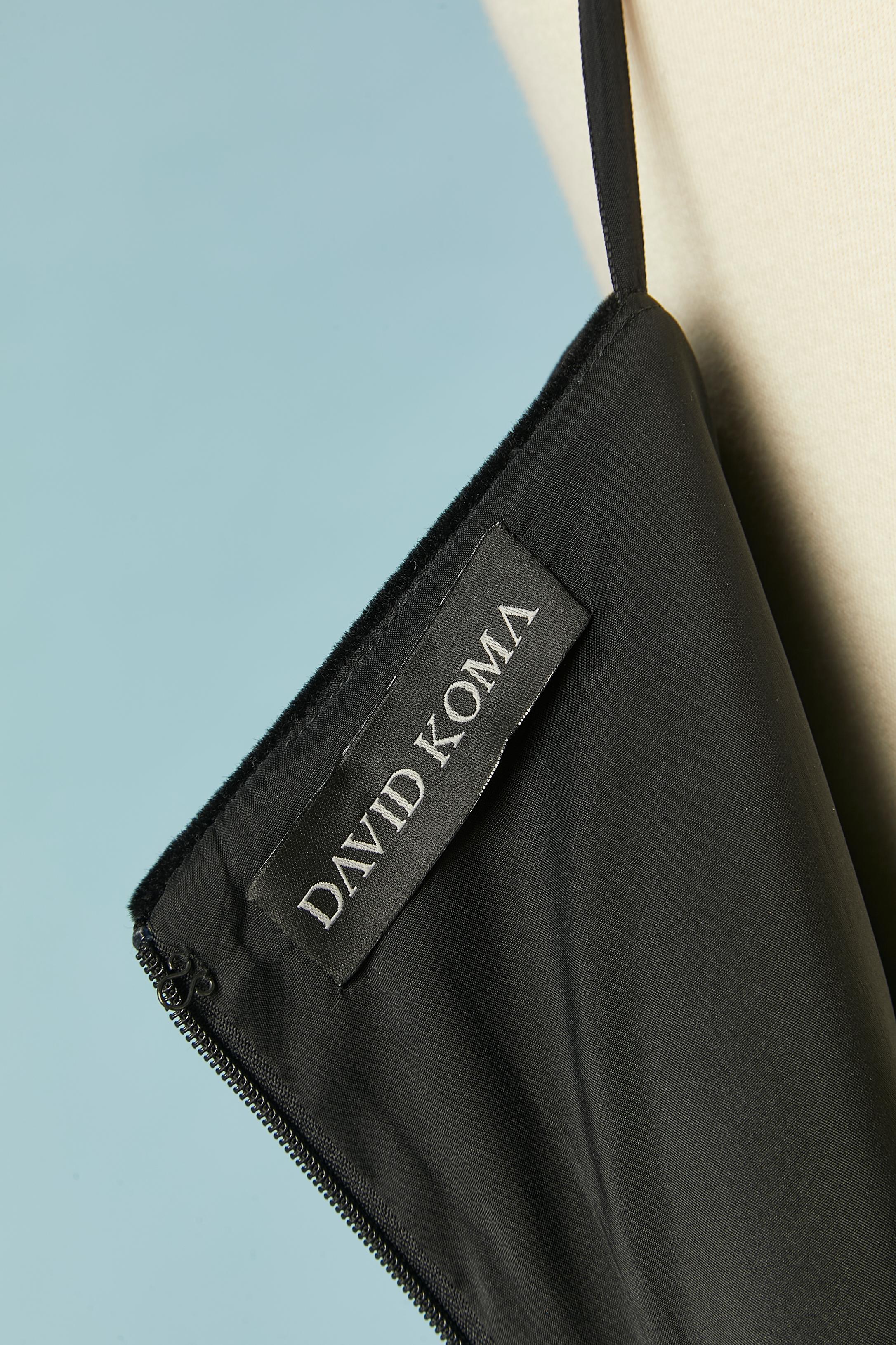Black cocktail dress with larges rhinestones bottom edge David Koma For Sale 3