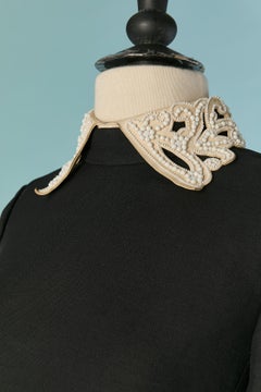 Black cocktail dress with leather collar and cuffs VALENTINO