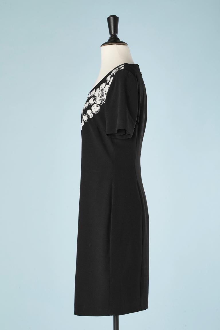 black dress with pearl neckline