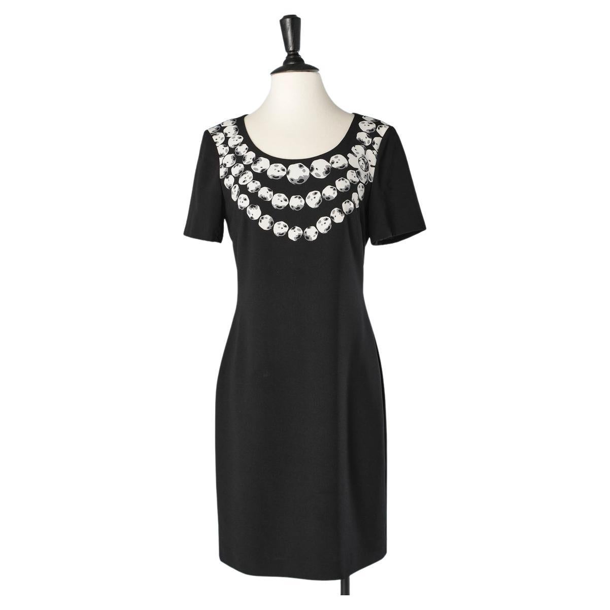 Black cocktail dress with pearls neckless print Moschino Cheap& Chic  For Sale