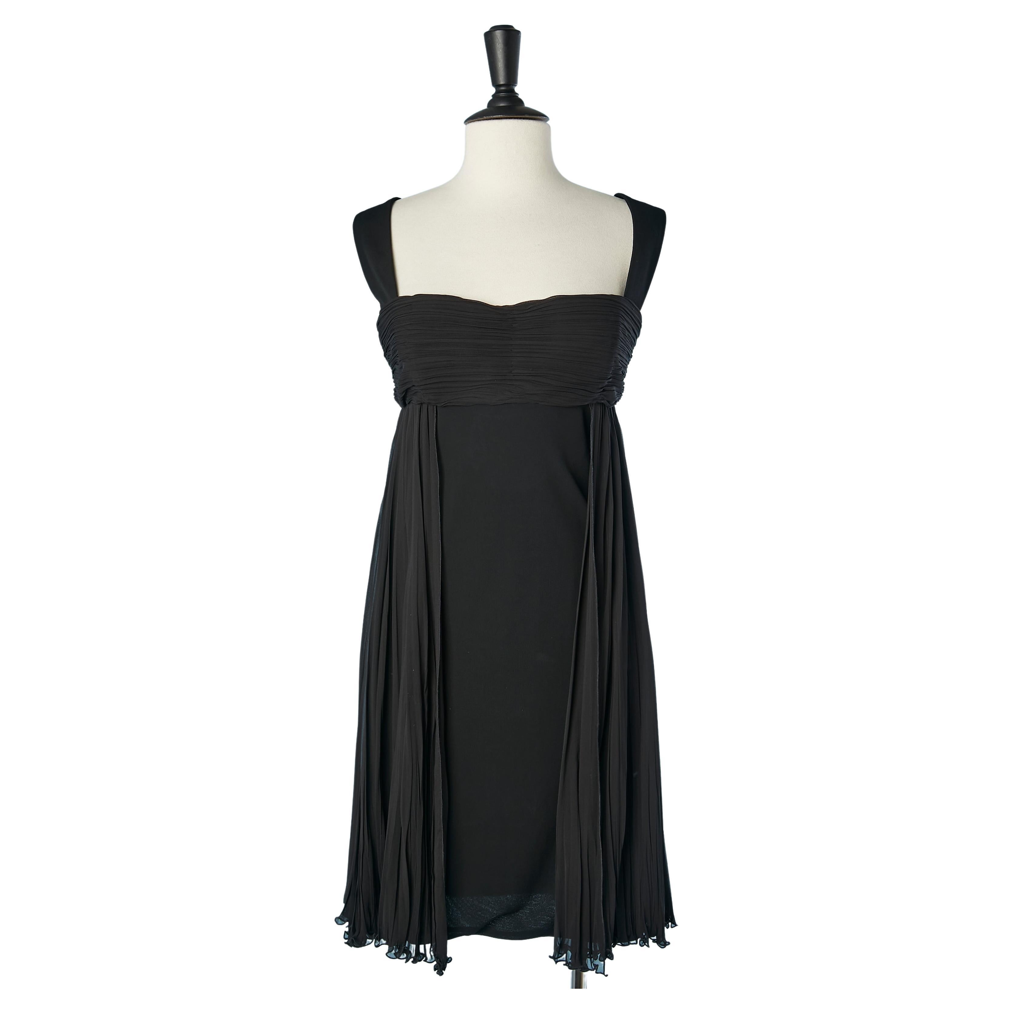 Black cocktail dress with pleated side Versace  For Sale