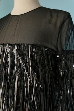 Black cocktail dress with PVC black fringes and sequin ALEXANDRE VAUTHIER