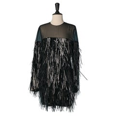 Black cocktail dress with PVC black fringes and sequin ALEXANDRE VAUTHIER