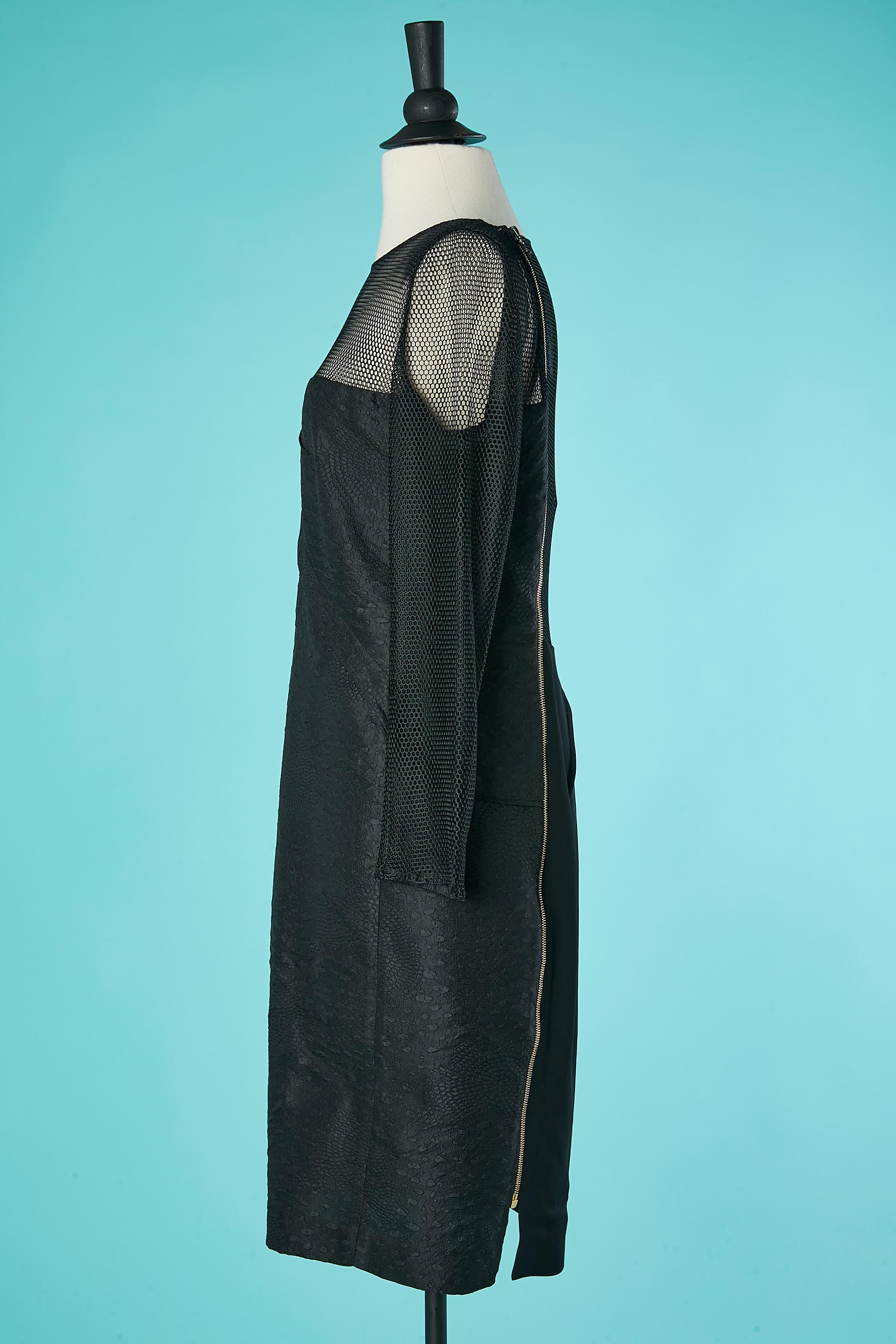 Women's Black cocktail dress with resille sleeves and shoulders Roland Mouret For Sale