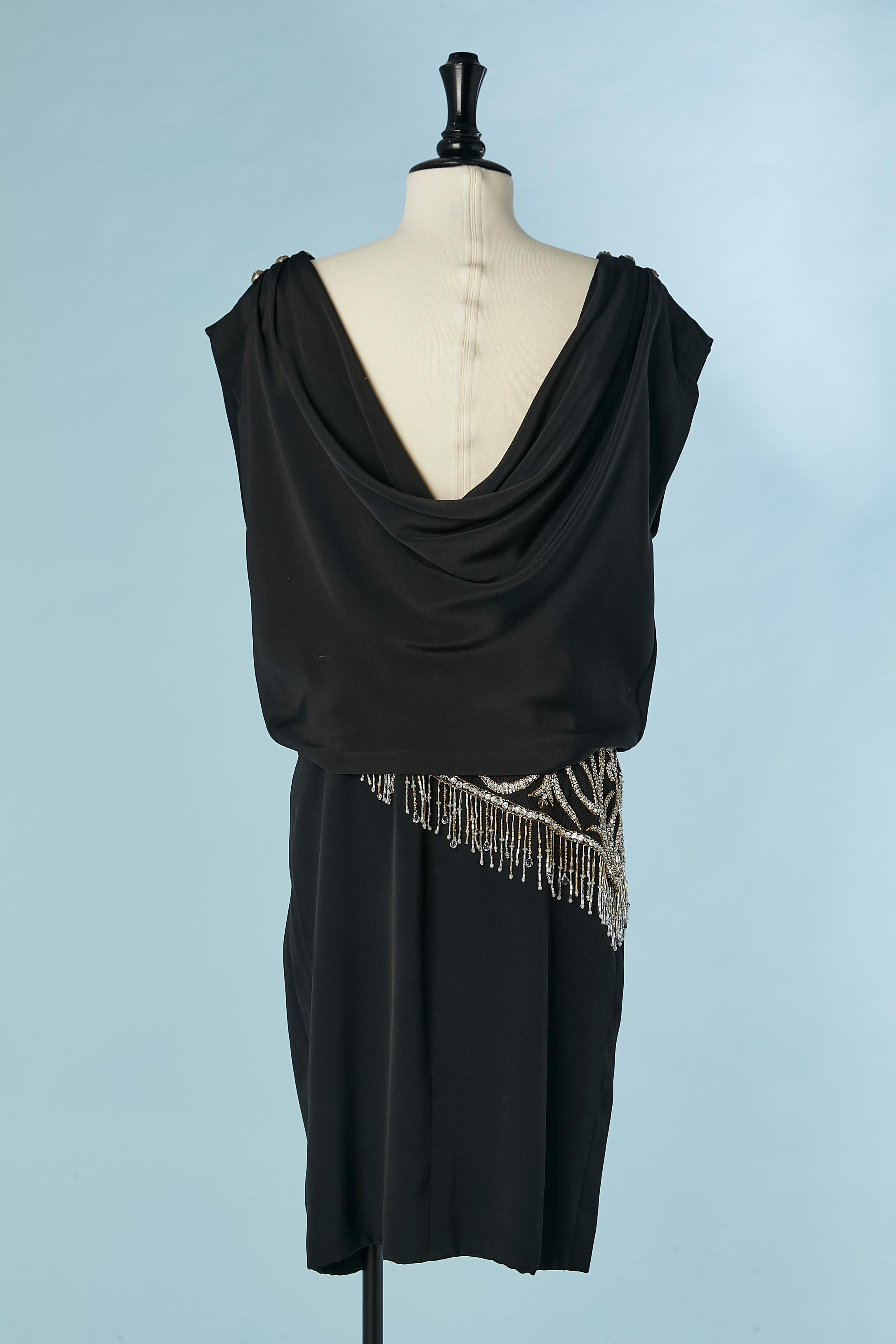 Black  cocktail dress with rhinestone and beads Bob Mackie for Nieman Marcus For Sale 2