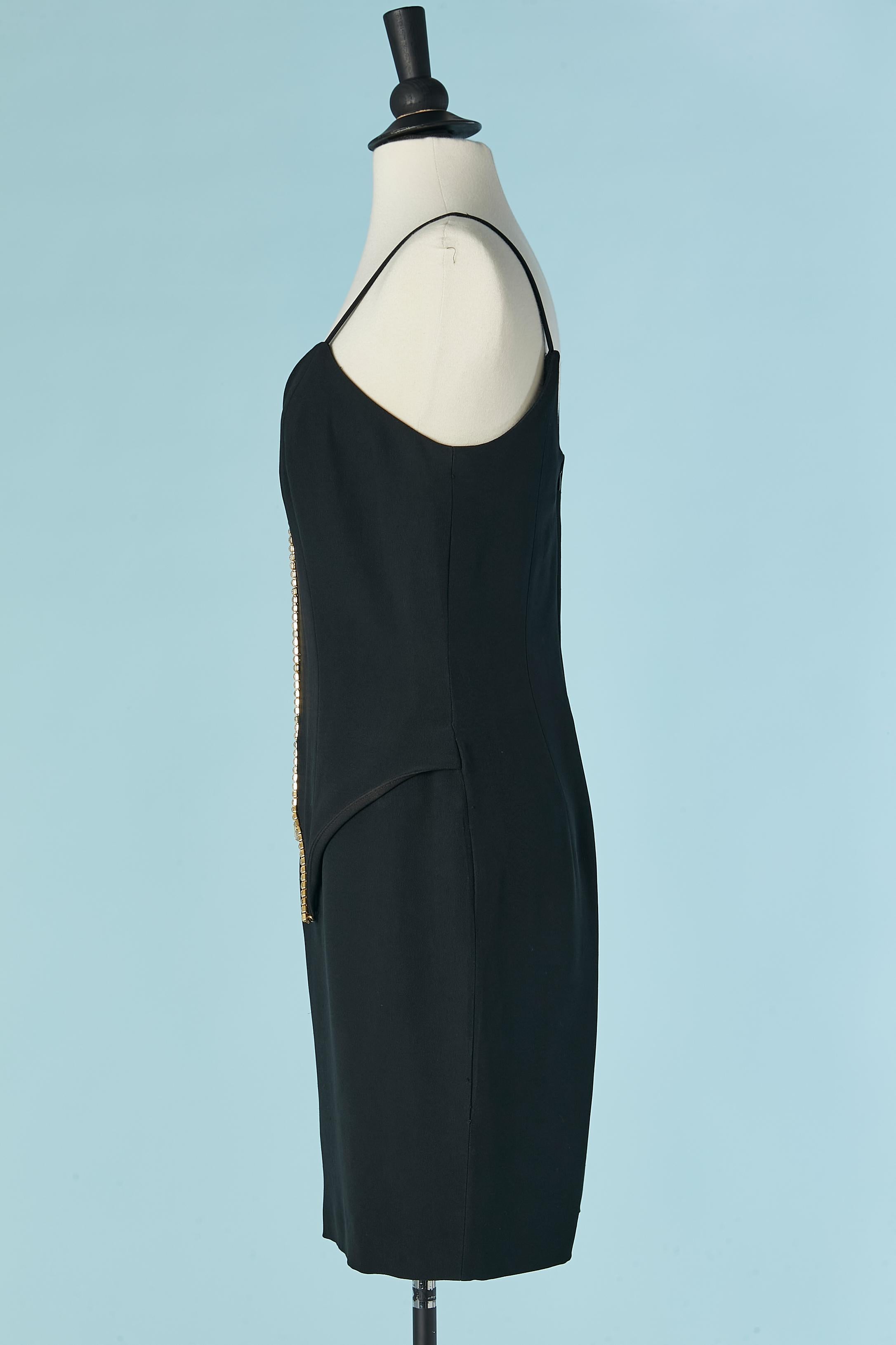 Black cocktail dress with rhinestone embellishment Gai Mattiolo Couture For Sale 1