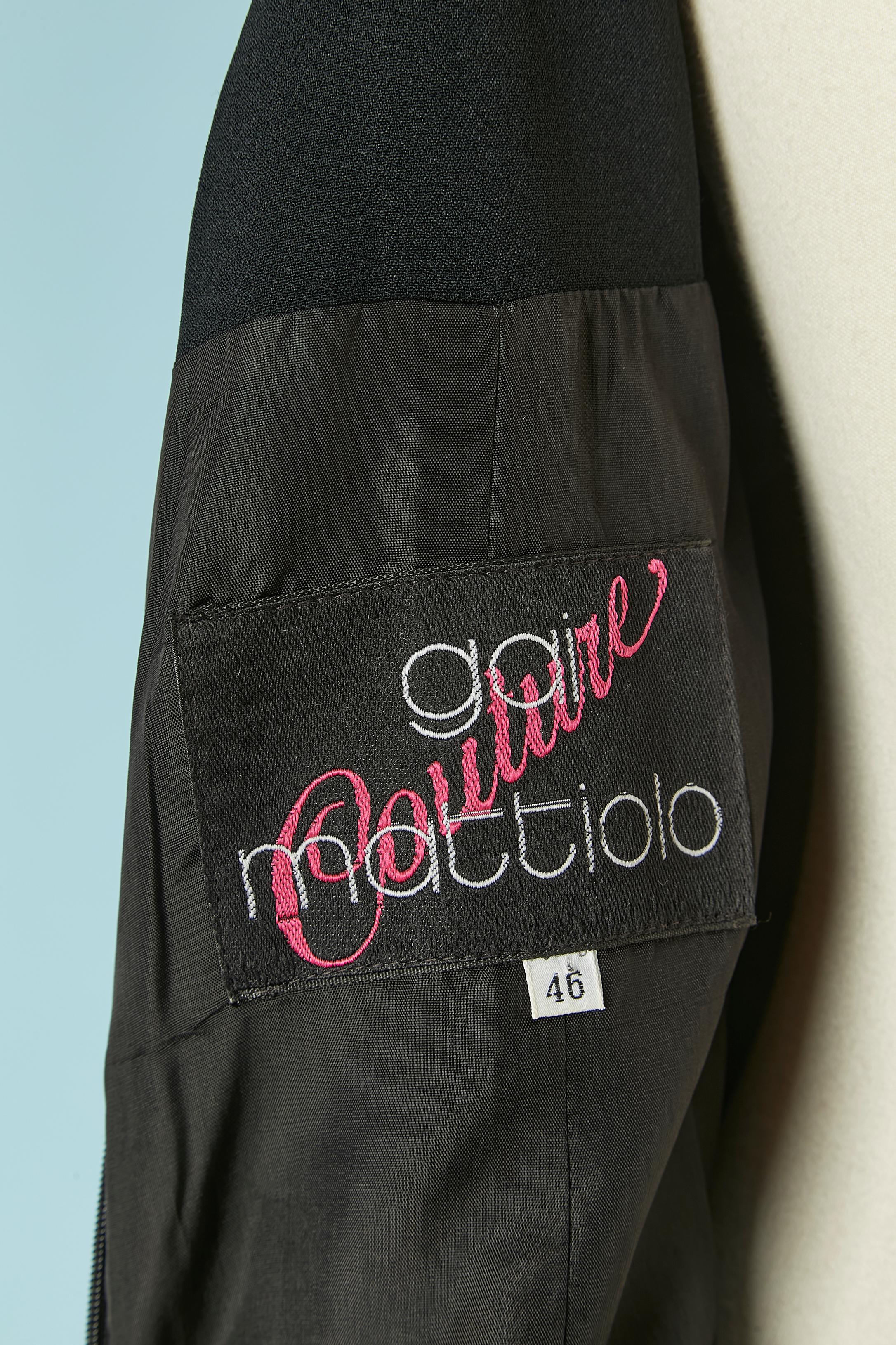 Black cocktail dress with rhinestone embellishment Gai Mattiolo Couture For Sale 3