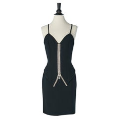 Black cocktail dress with rhinestone embellishment Gai Mattiolo Couture