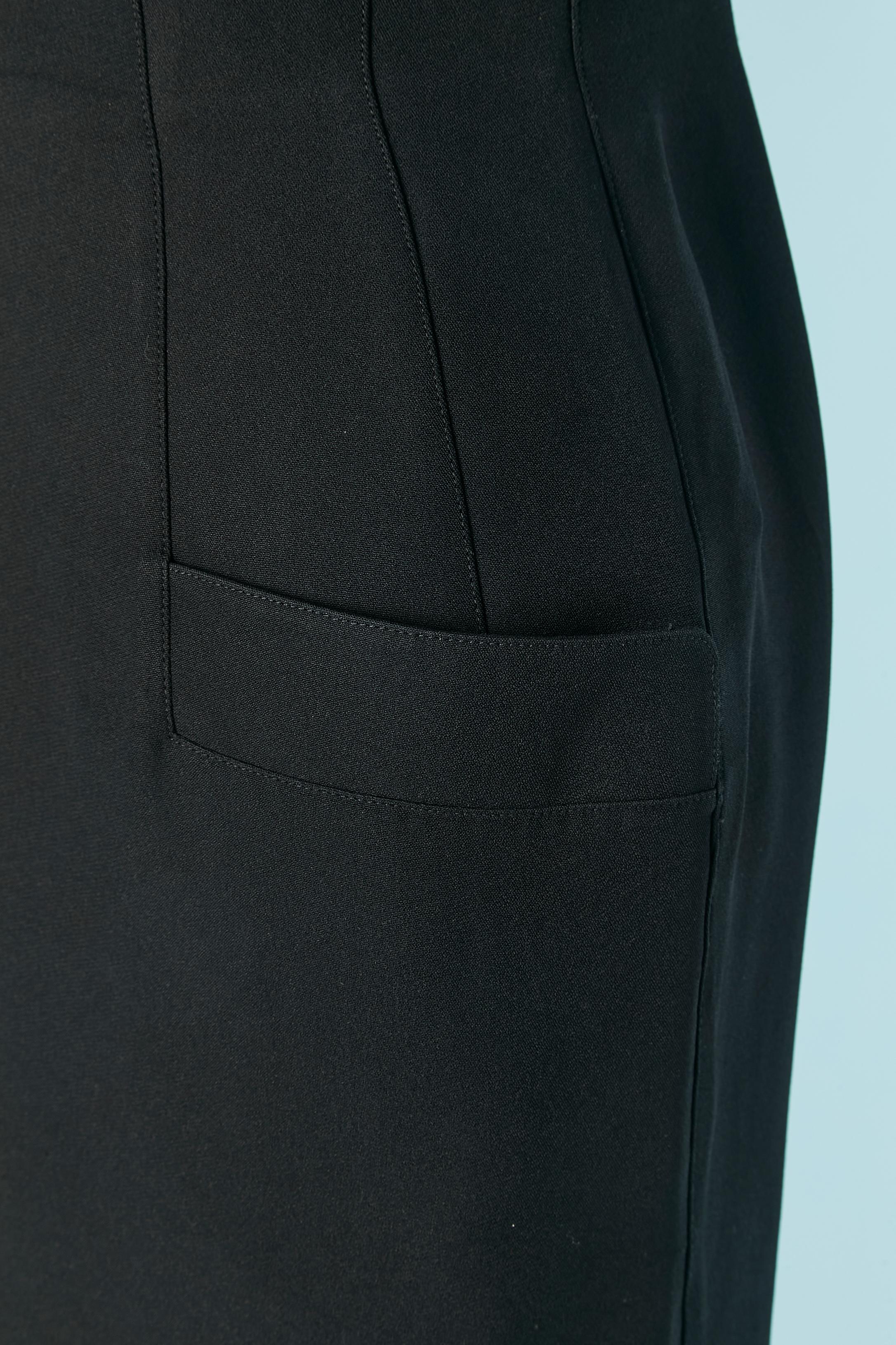 Women's Black cocktail dress with ruffles edge on the top THIERRY MUGLER For Sale