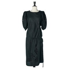 Black cocktail dress with see-through embroideries Valentino