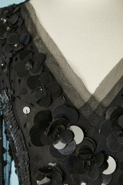 Black cocktail dress with sequin and beads on a tulle base Just Cavalli