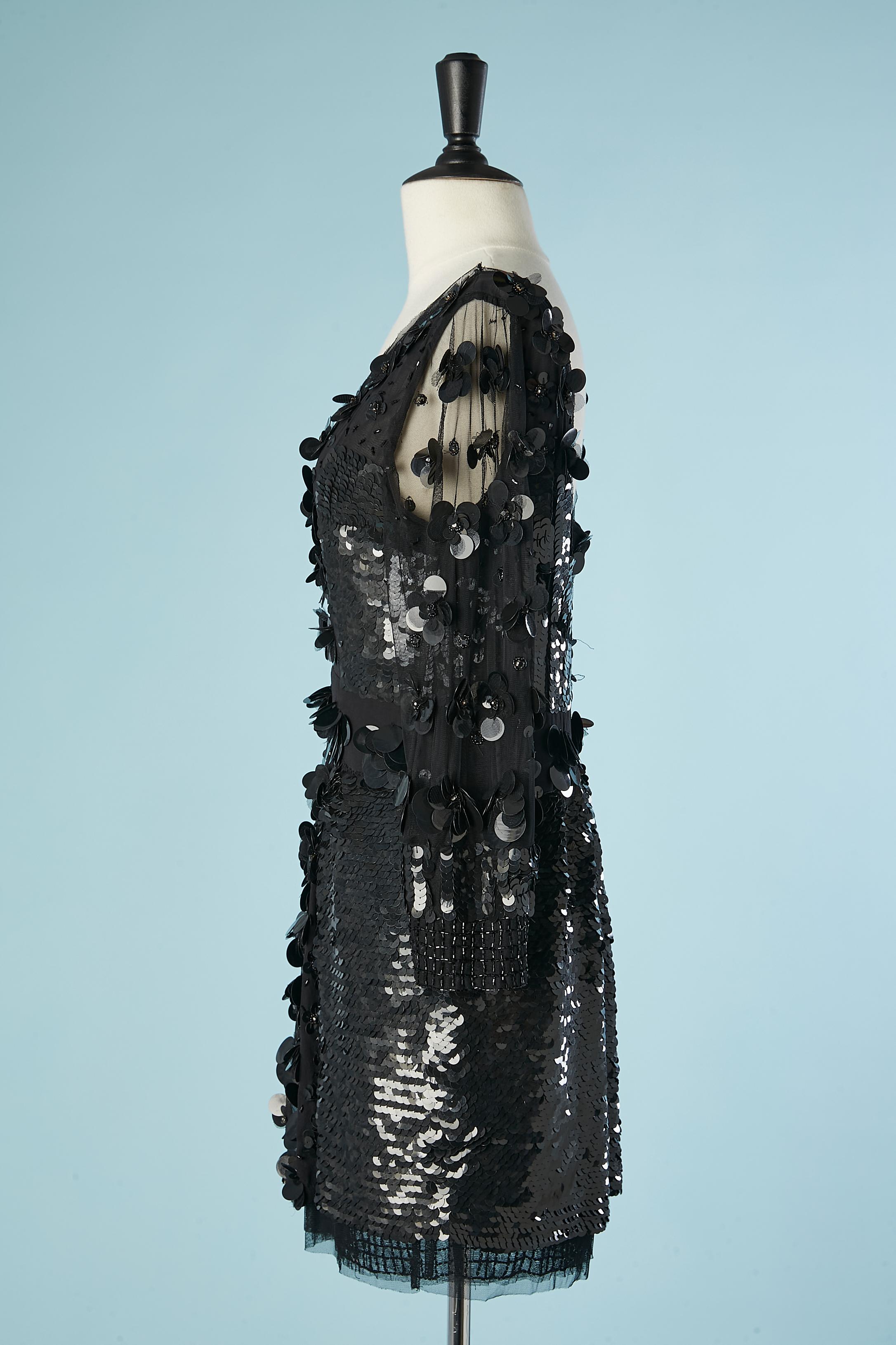 Black cocktail dress with sequin and beads on a tulle base Just Cavalli  For Sale 2
