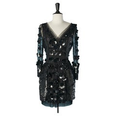Black cocktail dress with sequin and beads on a tulle base Just Cavalli 