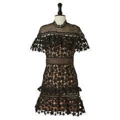 Robe de cocktail noire avec motif en dentelle étoilée Self-Portrait