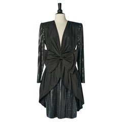 Black cocktail dress with transparent sequin and bow CD de Christian Dior