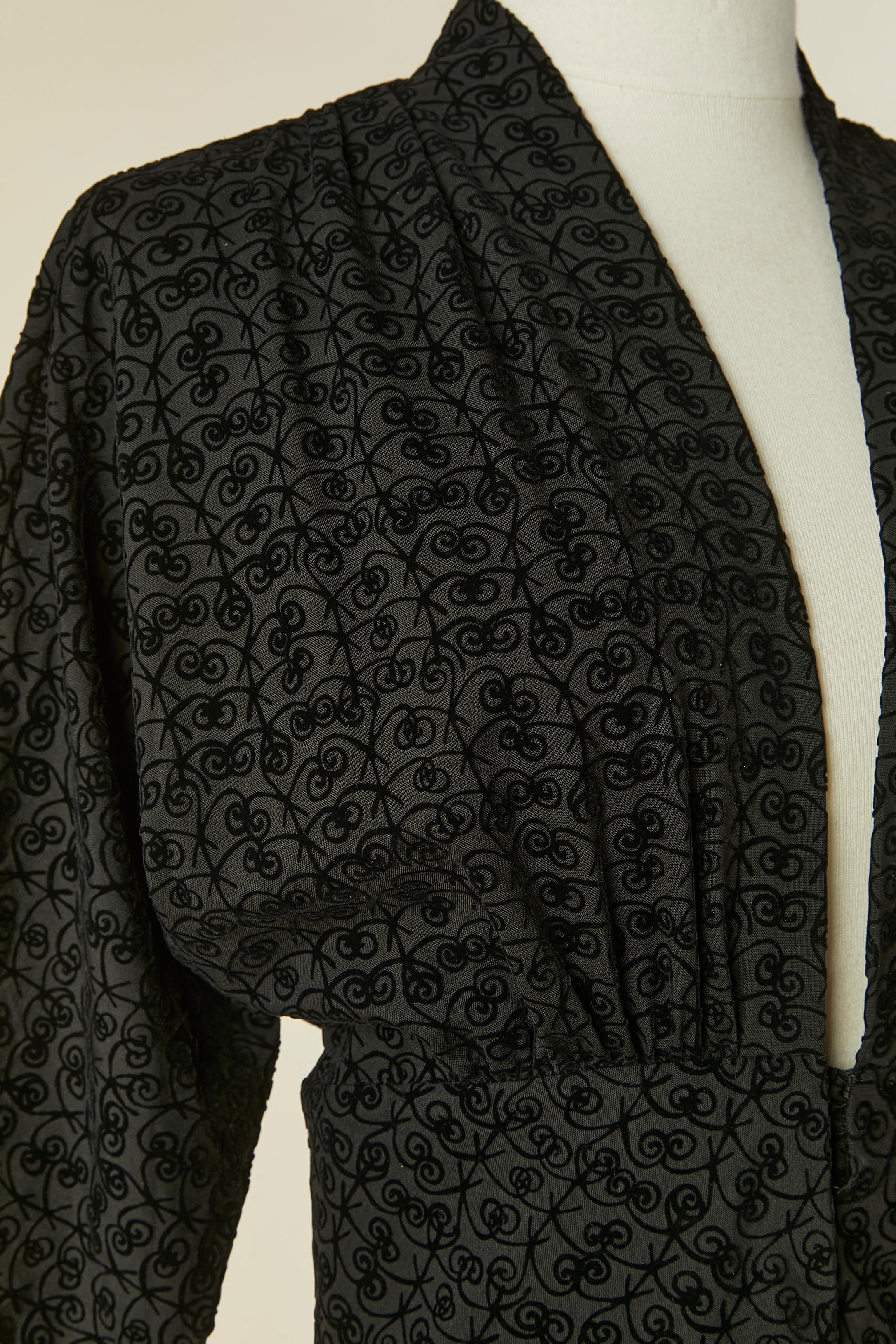Schwarzes Cocktailkleid mit Samtmuster ALAIA Damen im Angebot