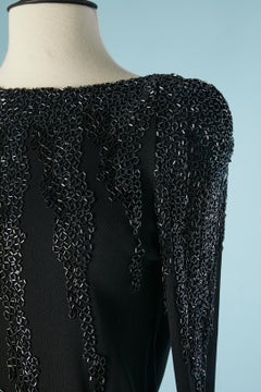 Black cocktail jersey dress with beadwork Bob Mackie