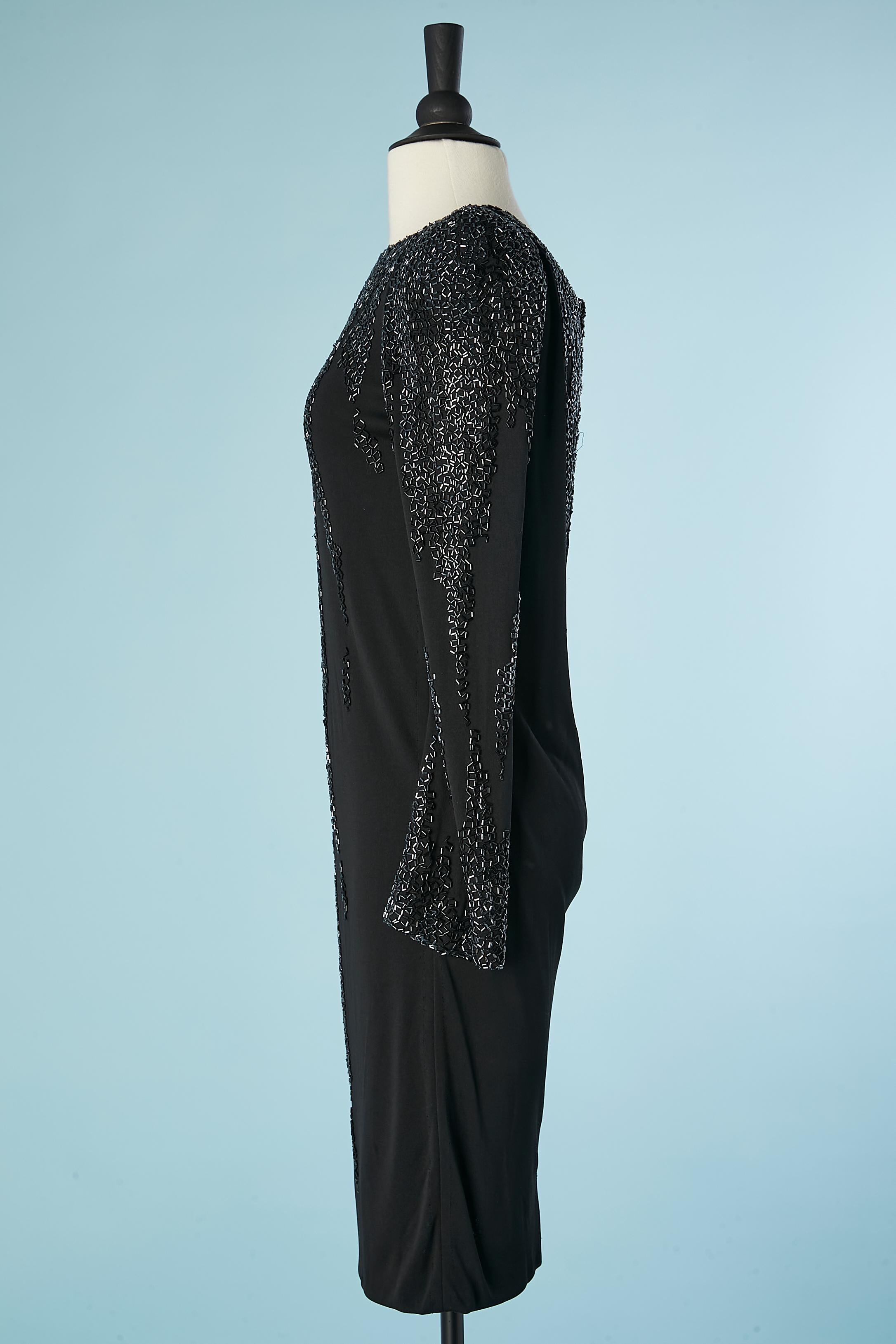 Robe de cocktail noire en jersey avec perles Bob Mackie  Pour femmes en vente