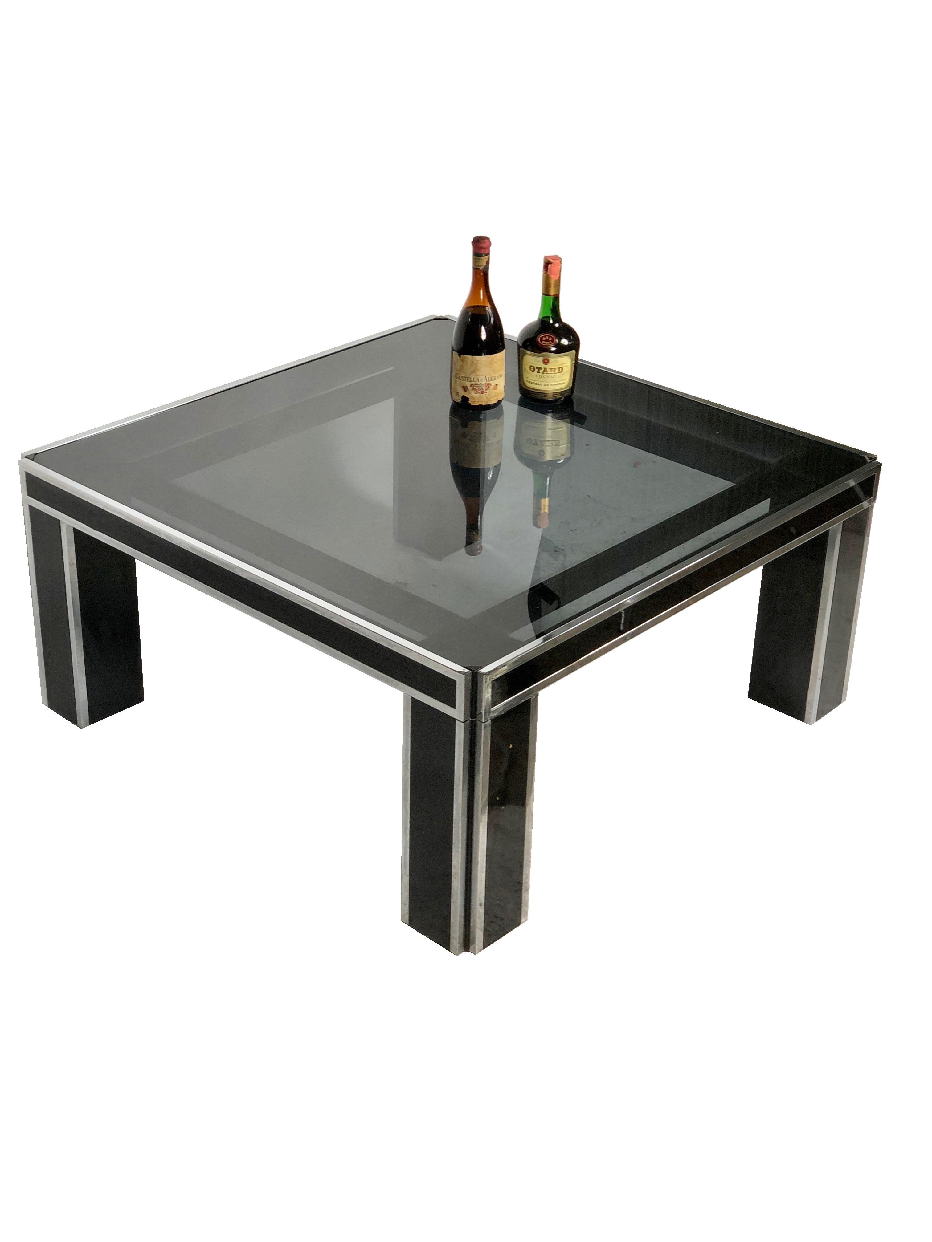 black and chrome coffee table