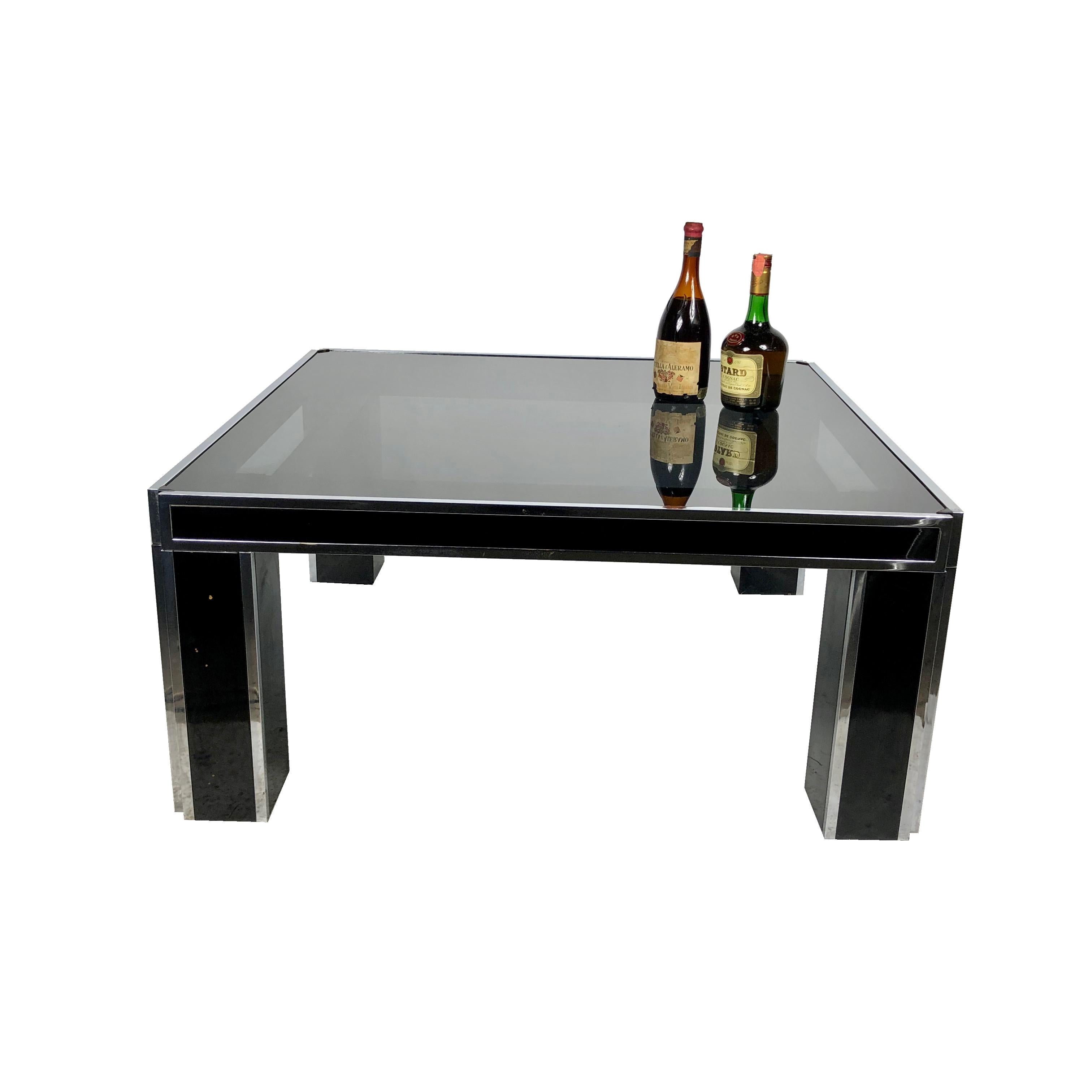 black glass chrome coffee table