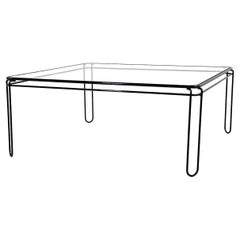 Black Coffee Table in Glass 
Metal, 1970s