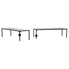 Black Coffee Table Modern ContemporaryGeometric Rectangle Carved Blackened Steel