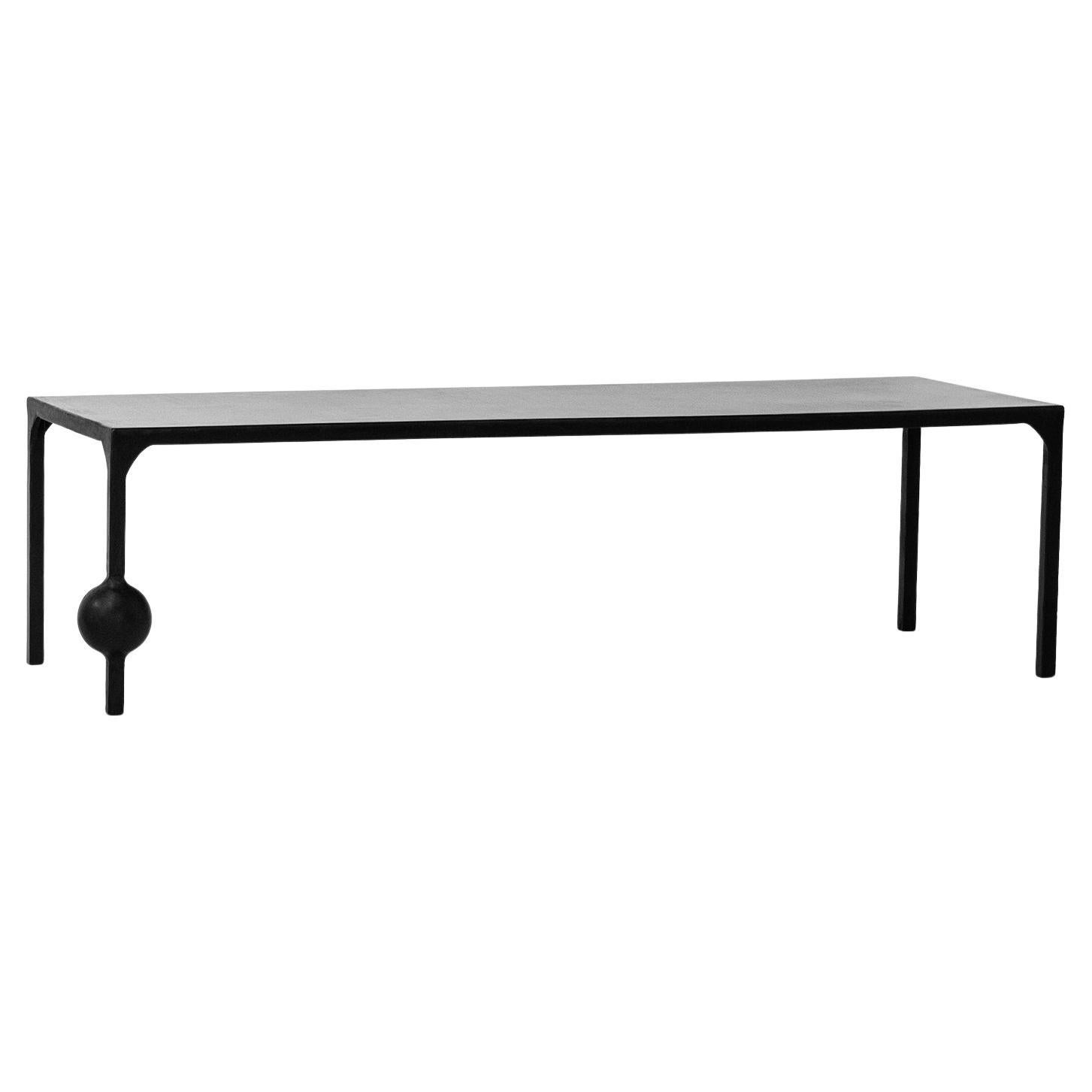 Mesa de centro negra Contemporáneo modernoRectángulo geométrico Tallado Acero ennegrecido en venta