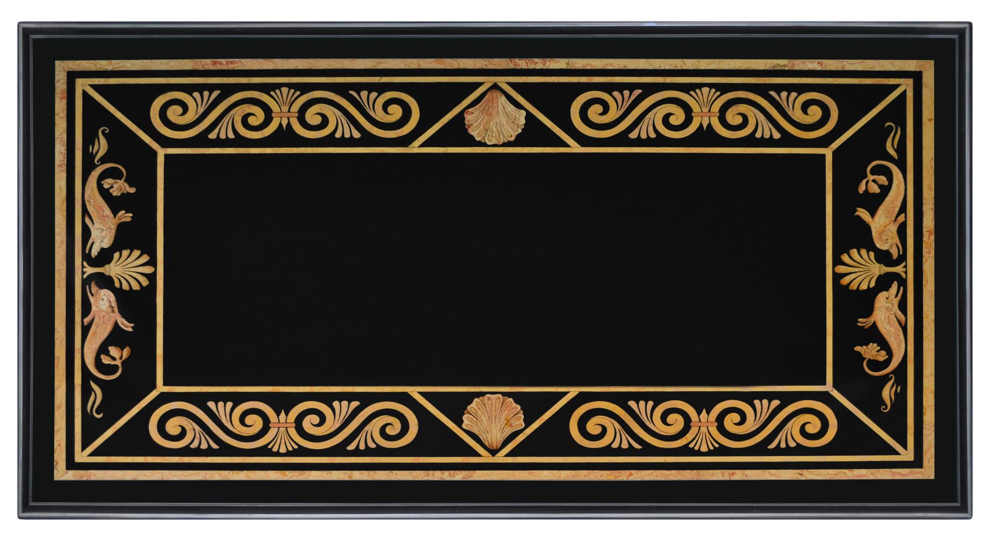 Hand-Crafted Coffee table black marble with scagliola inlay,  metal base, handmade in Italy  For Sale