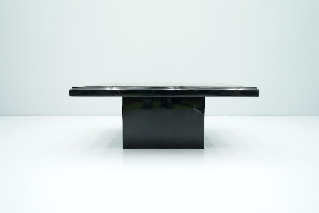 Black Coffee Table with Horn Inlays, France, 1970s For Sale 2